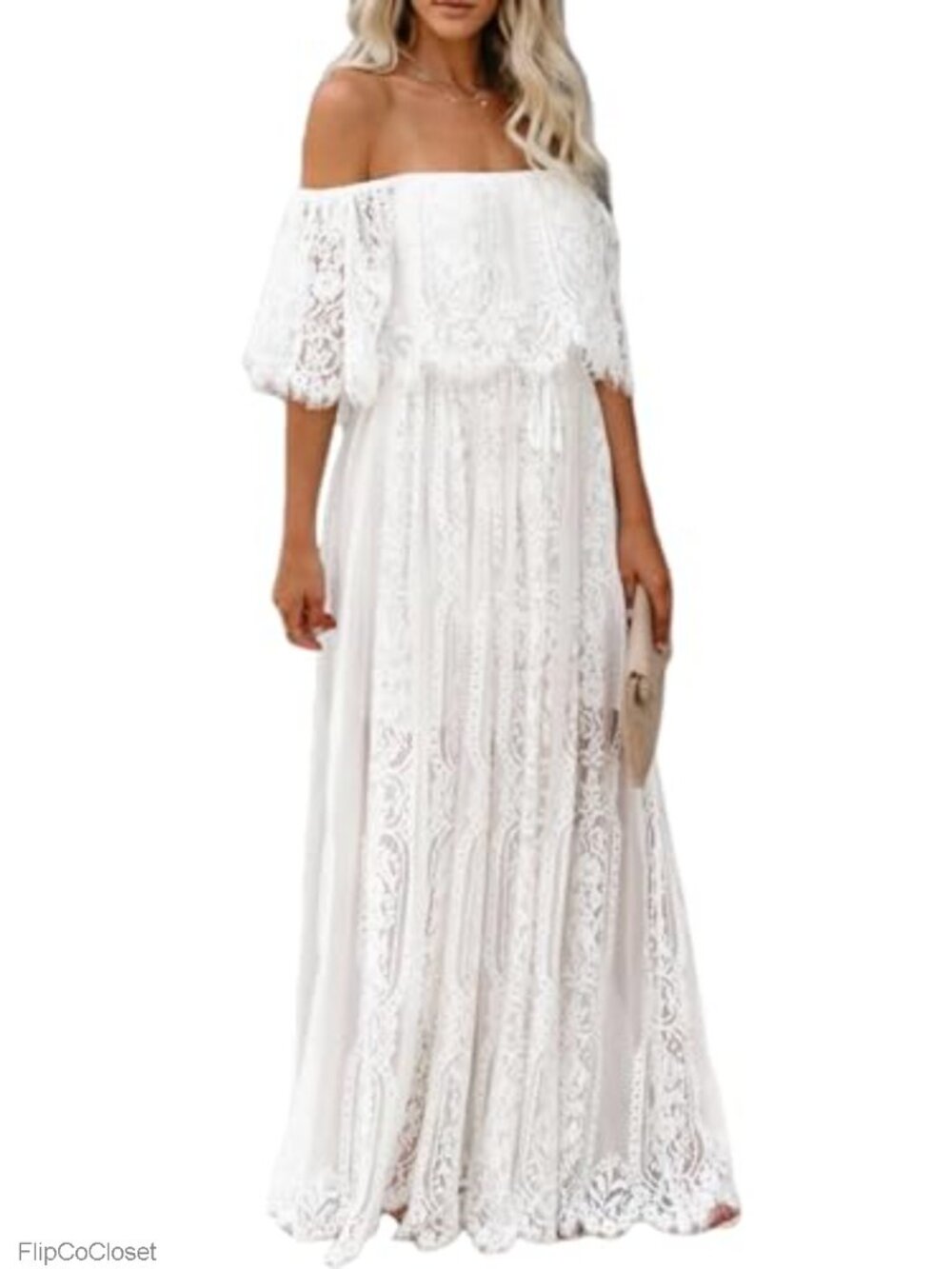 Off Shoulder Lace Maxi Dress Wedding Maternity Photoshoot